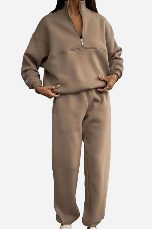 Zweiteiliges Damen-Jogger-Set aus Baumwollmischung mit Kapuzenpulli und Jogginghose | Ideal für Frühling & Herbst