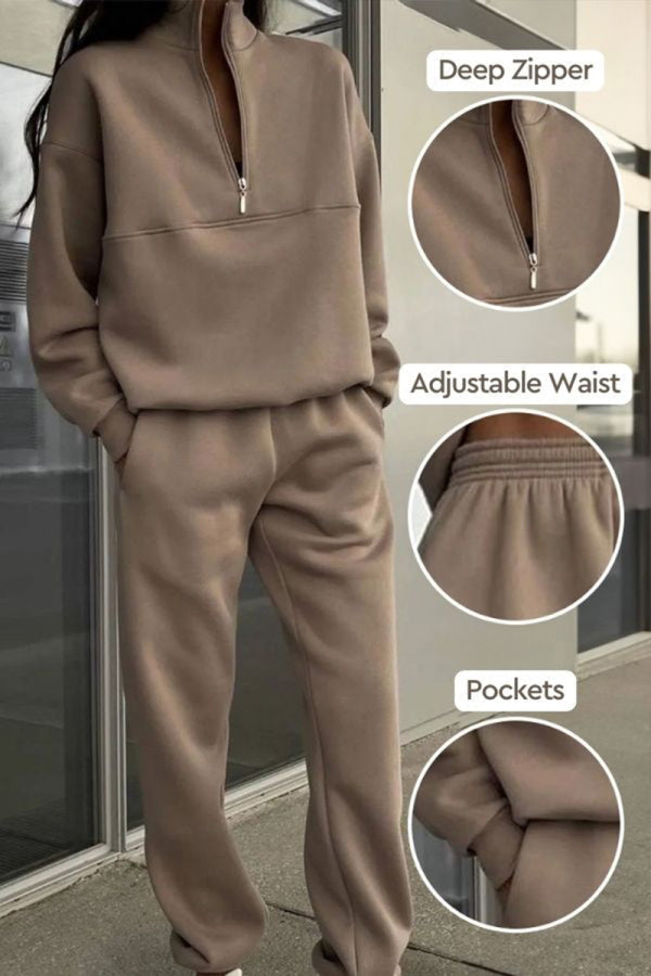 Zweiteiliges Damen-Jogger-Set aus Baumwollmischung mit Kapuzenpulli und Jogginghose | Ideal für Frühling & Herbst