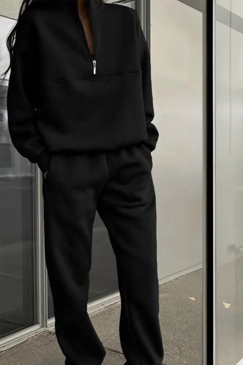 Zweiteiliges Damen-Jogger-Set aus Baumwollmischung mit Kapuzenpulli und Jogginghose | Ideal für Frühling & Herbst
