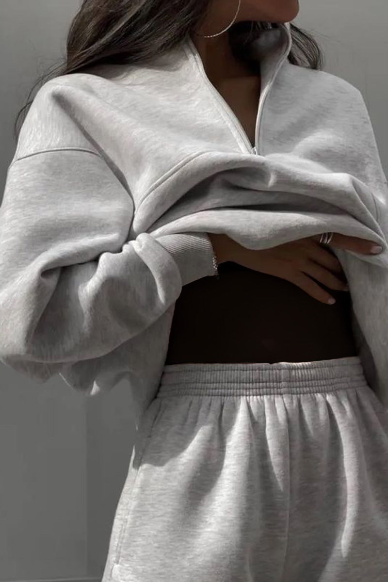 Zweiteiliges Damen-Jogger-Set aus Baumwollmischung mit Kapuzenpulli und Jogginghose | Ideal für Frühling & Herbst