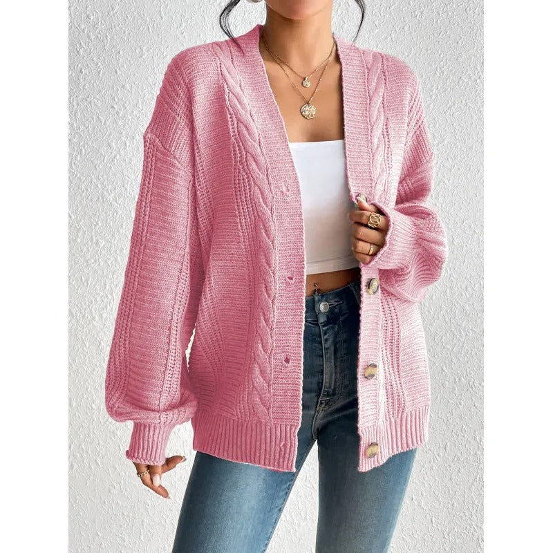 Damen Strickjacke aus Warmem Wollmischgewebe – Ideal für Herbst & Winter