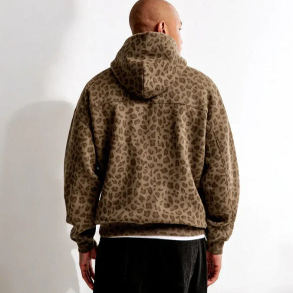 Herren Winter Hoodie mit Leopardenmuster und Pullover-Design