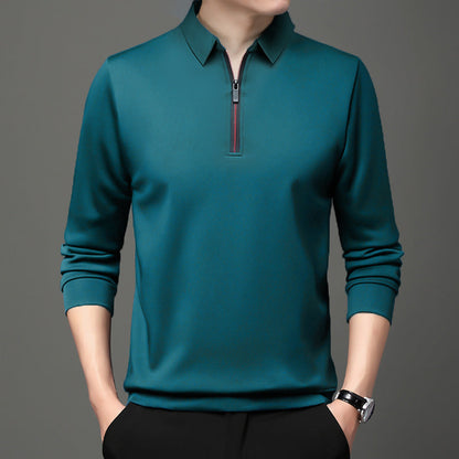 Herren Halb-Zipper Langarm-Poloshirt – Ideal für Frühling und Herbst