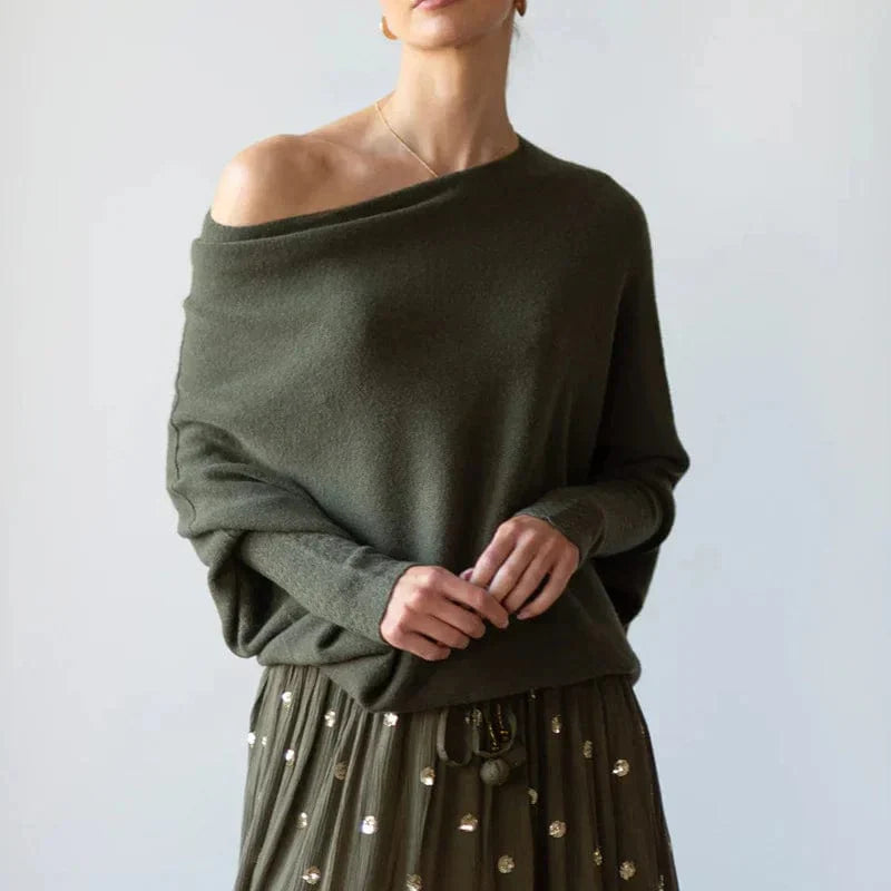 Damen Herbstpullover locker geschnitten mit langen Ärmeln und Rundhalsausschnitt