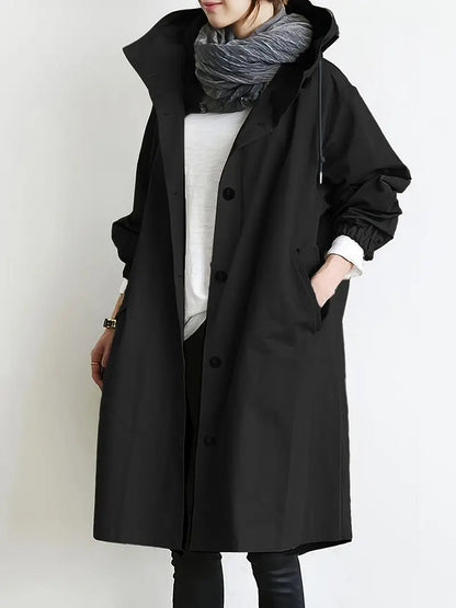 Damen Regenjacke mit Kapuze und Reißverschluss für Outdoor-Aktivitäten