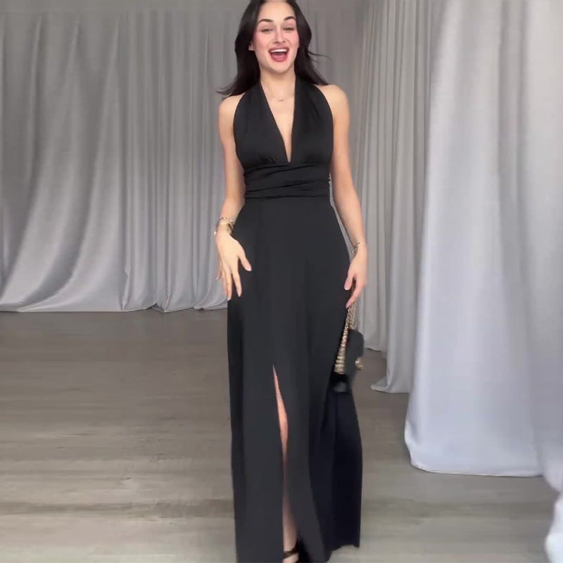 Ärmelloses A-Linien-Kleid mit Schnürung und Neckholder | Ideal für den Sommer