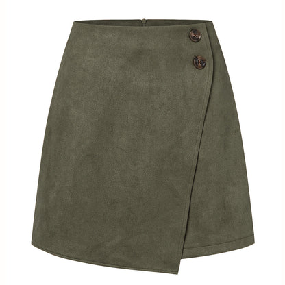 Wildleder-High-Waist-Asymmetrischer Minirock | Ideal für Herbst und Winter