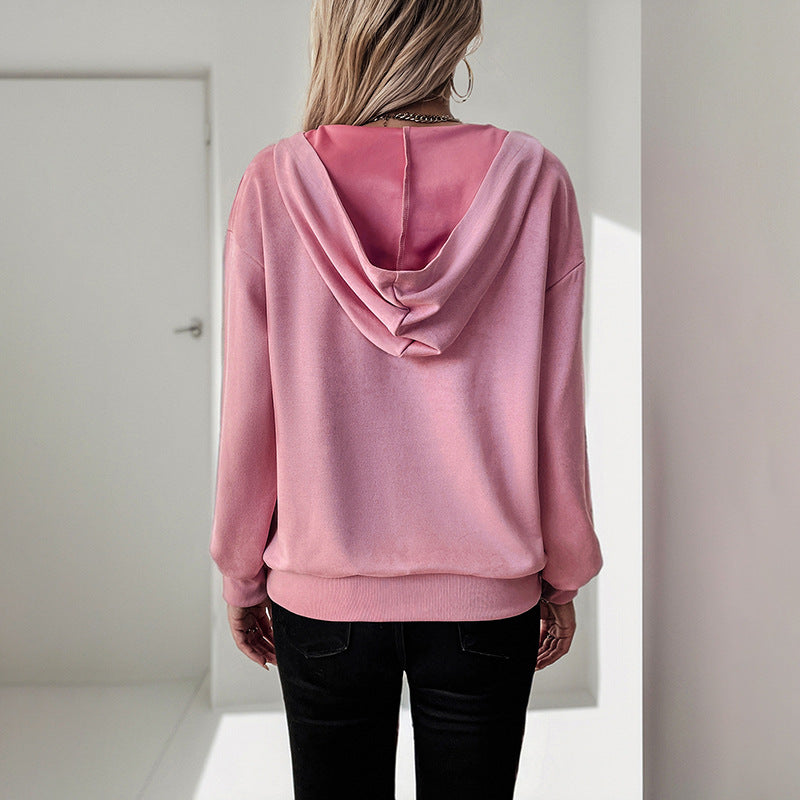 Damen Pullover mit Kapuze und Seitentaschen
