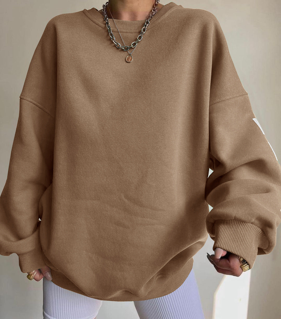 Damen Herbstpullover mit Aufdruck und verdicktem Stoff, Langarm