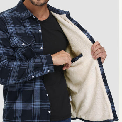 Gefütterte karierte Überhemdjacke mit Knopfverschluss und Seitentaschen | Ideal für Herbst/Frühjahr