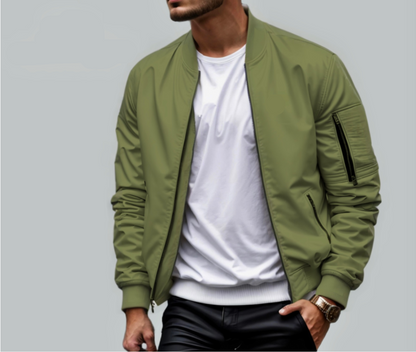 Leichte Herren-Steppjacke mit Reißverschluss, Seitentaschen und geripptem Kragen | Ideal für Herbst/Frühjahr