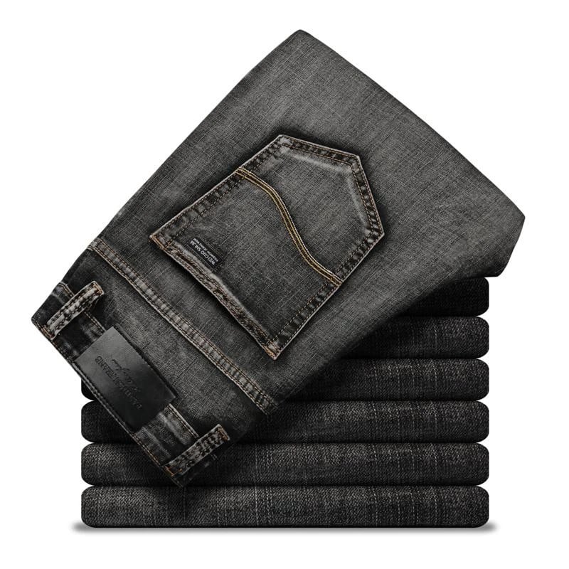 Herren-Jeans Slim Fit mit geradem Bein, mittlerer Taille, Reißverschluss und Waschung