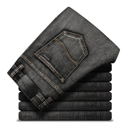 Herren-Jeans Slim Fit mit geradem Bein, mittlerer Taille, Reißverschluss und Waschung