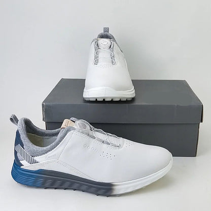 Herren Weiße Leder Wasserdichte Rutschfeste Sneaker – Atmungsaktiv, Echtes Rindsleder, Rundzeh, Business Freizeitschuhe - Ideal für Alle Jahreszeiten