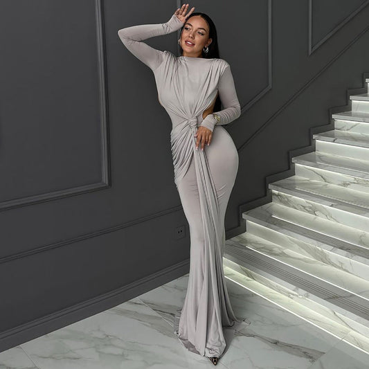 Damen Langarm-Kleid mit figurbetontem Schnitt und Hohldetails I Ideal für Frühling und Herbst