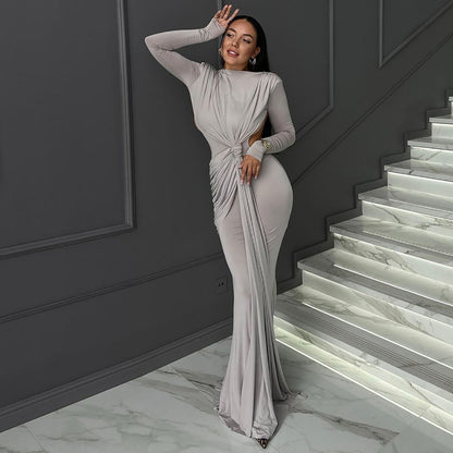 Damen Langarm-Kleid mit figurbetontem Schnitt und Hohldetails I Ideal für Frühling und Herbst