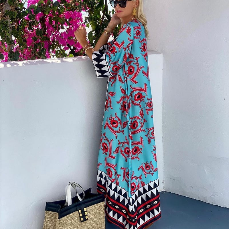 Bedrucktes Maxi-Kleid mit fließender Silhouette | Ideal für den Sommer