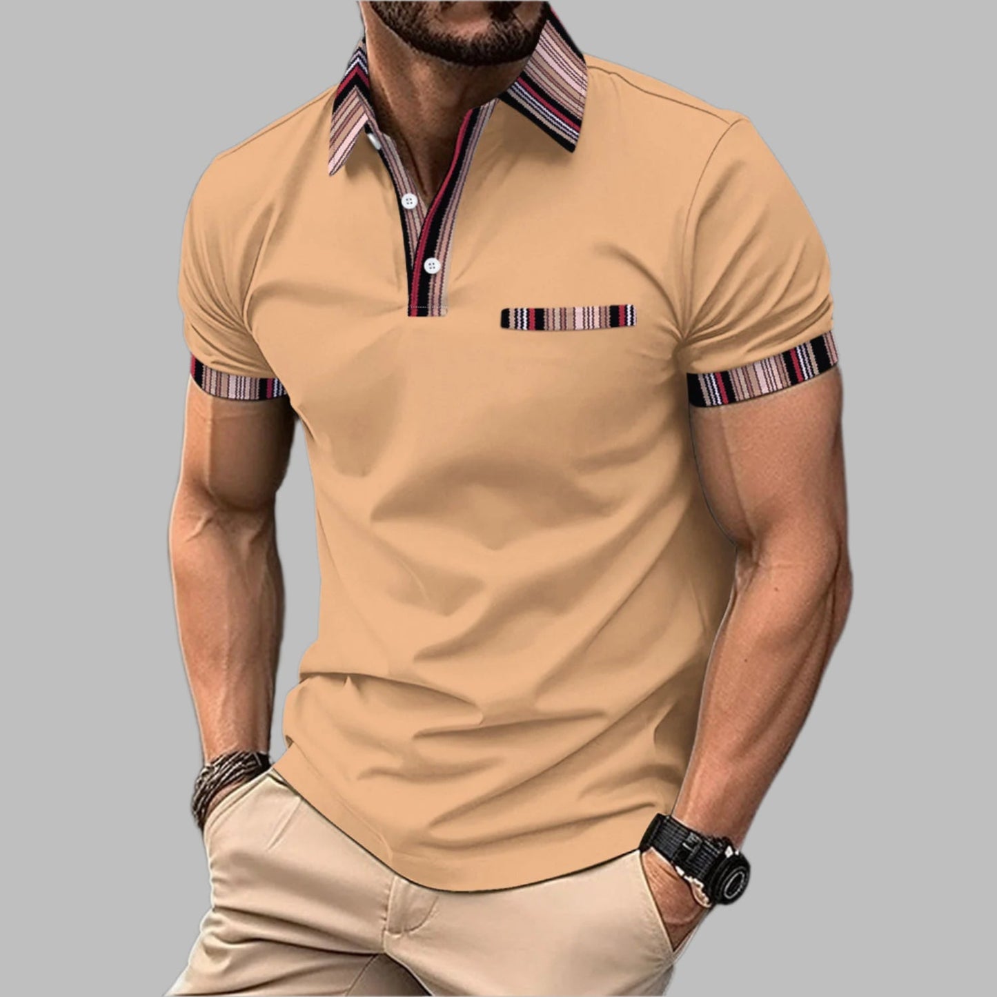 Bedrucktes Kragen-Knopf-Kurzarm-T-Shirt – Ideal für den Sommer