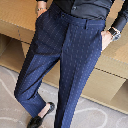 Herren Gestreifte Stretch-Anzughose – Ideal für den Herbst
