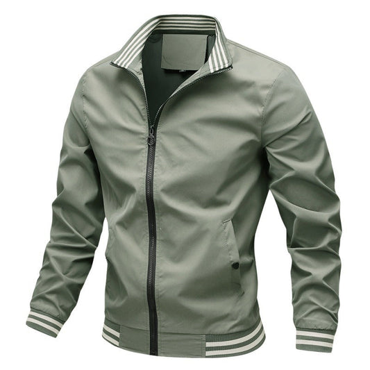 Herren Stehkragen Leichte Polyesterjacke mit Seitentaschen | Ideal für Frühling & Herbst