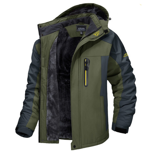 Herren Winterjacke mit Kapuze isoliertem Innenfutter und verstellbaren Bündchen