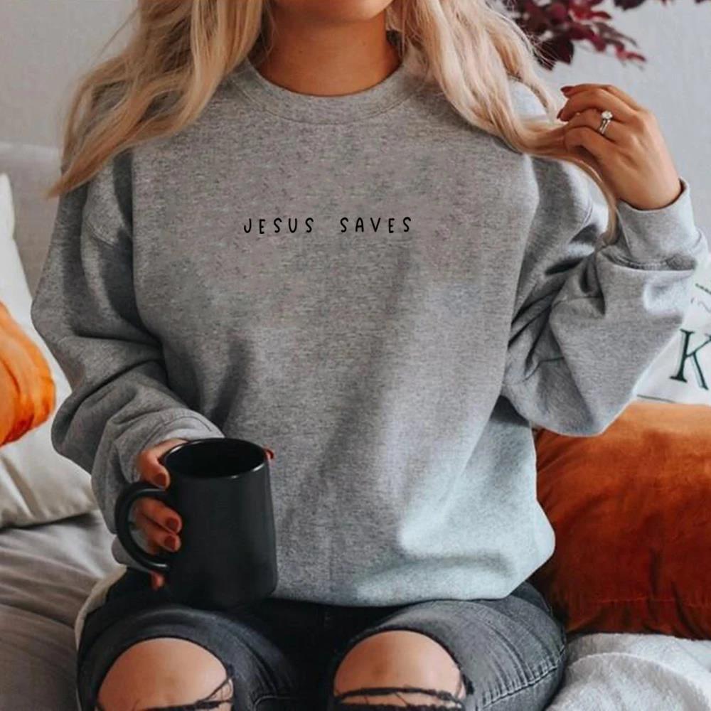 Damen Frühlings-Sweatshirt mit langen Ärmeln und christlichem Glaubensdruck