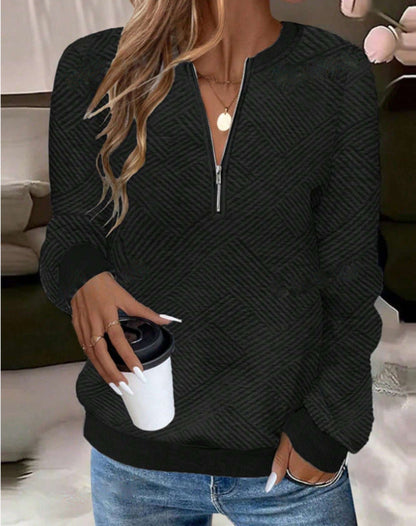 Damen Herbst Sweatshirt mit Frontreißverschluss, lockerer Passform und Langarm