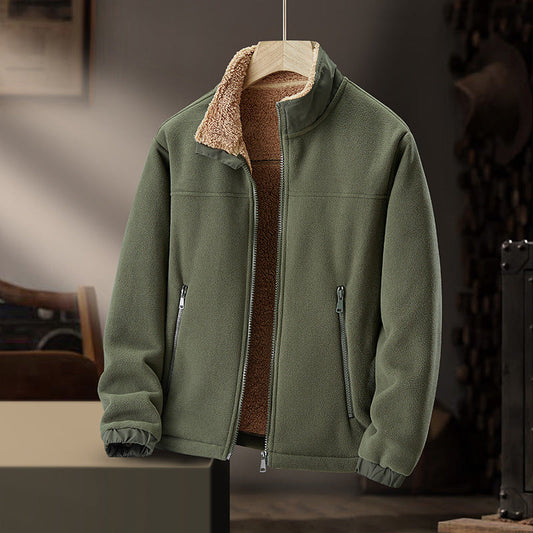 Herren-Fleecejacke mit Stehkragen und Lammwollfutter | Ideal für den Winter