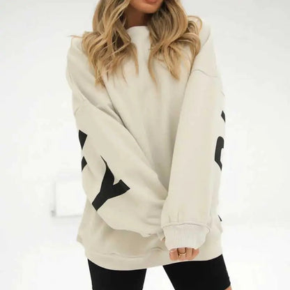 Damen Bedrucktes Sweatshirt für den Herbst mit lockerem Schnitt, langen Ärmeln und gerippten Säumen
