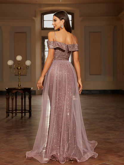 Langes Abendkleid mit taillierter Passform und fließendem Rock | Ideal für Frühling und Sommer