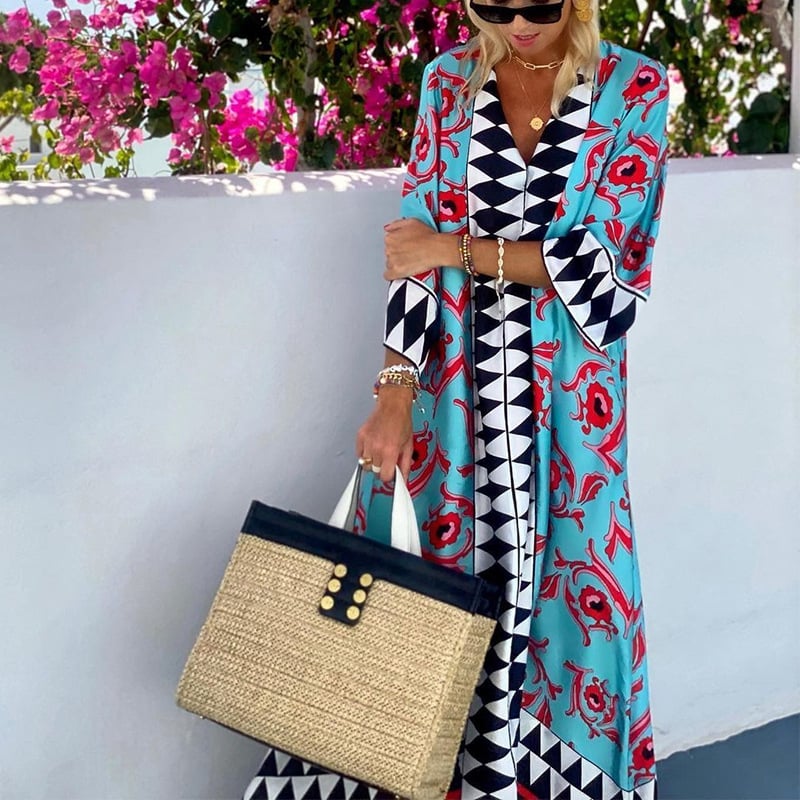 Bedrucktes Maxi-Kleid mit fließender Silhouette | Ideal für den Sommer