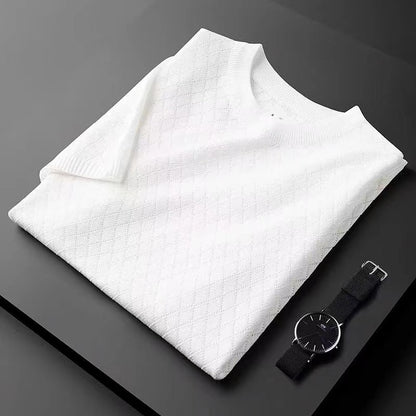 Herren Leichter Kurzarm-Pullover mit Cut-Out-Design – Perfekt für den Sommer