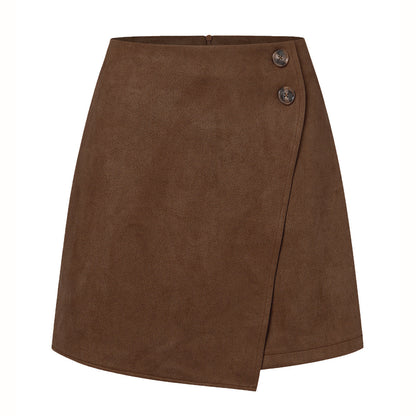 Wildleder-High-Waist-Asymmetrischer Minirock | Ideal für Herbst und Winter
