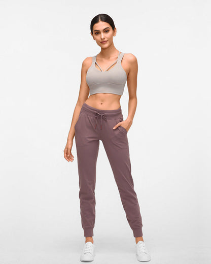 Damen-Yogahose mit hoher Taille in voller Länge aus leichtem Stretchmaterial