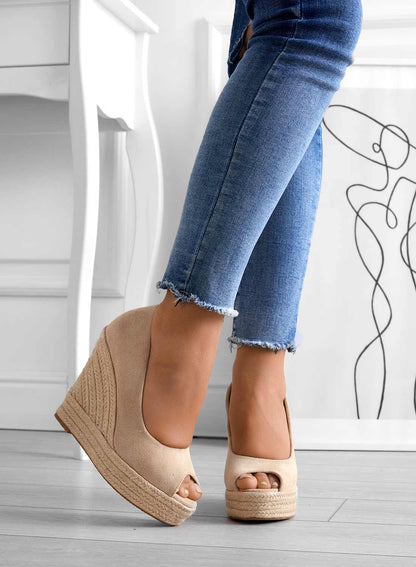 Damen Keilsandalen für den Frühling mit offener Zehenpartie weichem Futter und Slip-On-Passform