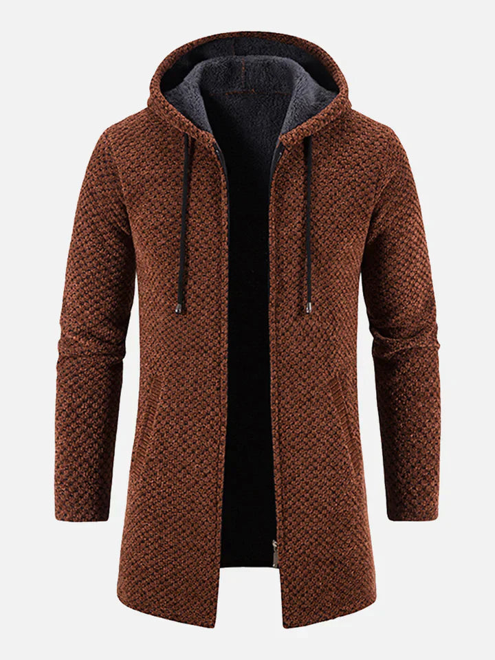 Gestrickte Zip-Up Jacke mit Kapuze und Seitentaschen – Ideal für Herbst