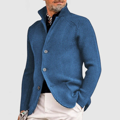Herren-Cardigan mit Stehkragen und Knopfleiste