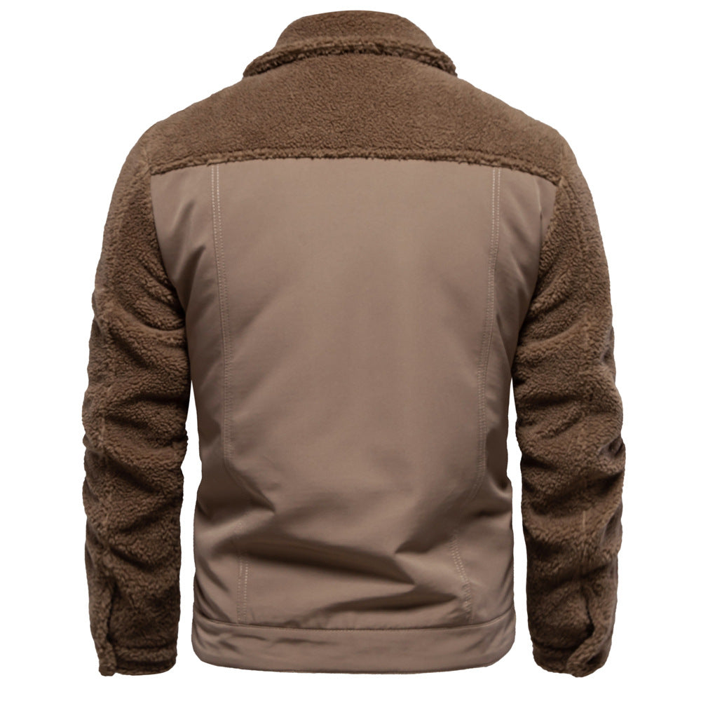 Herren Patchwork-Lammwollmischung Jacke mit Klappentaschen | Ideal für den Winter