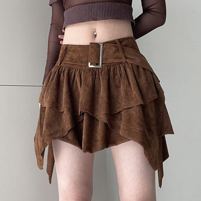 Damen Frühlings Minirock mit asymmetrischem Saum und A-Linien Schnitt
