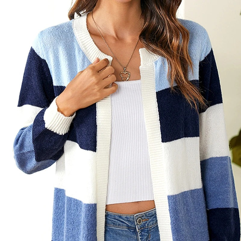 Damen Strickcardigan mit Streifenmuster –  Ideal für Herbst/Winter