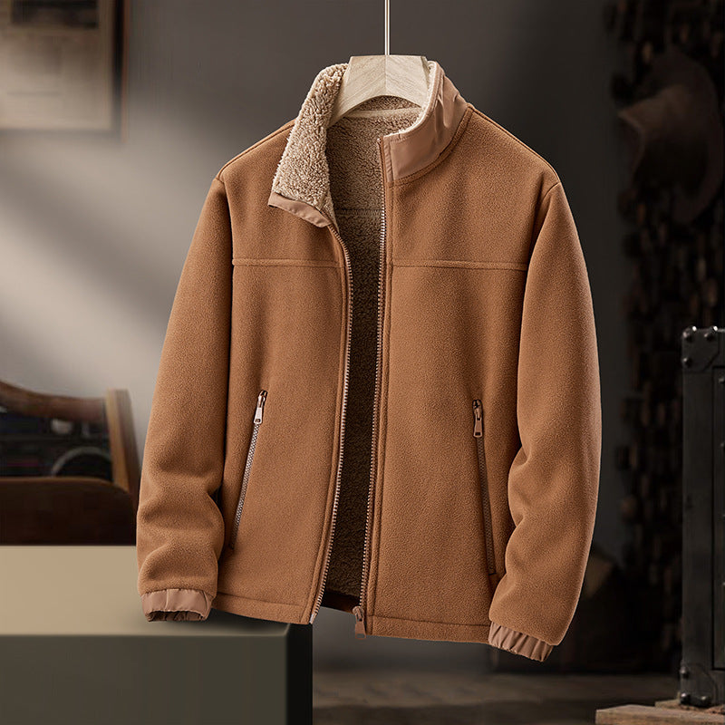 Herren-Fleecejacke mit Stehkragen und Lammwollfutter | Ideal für den Winter