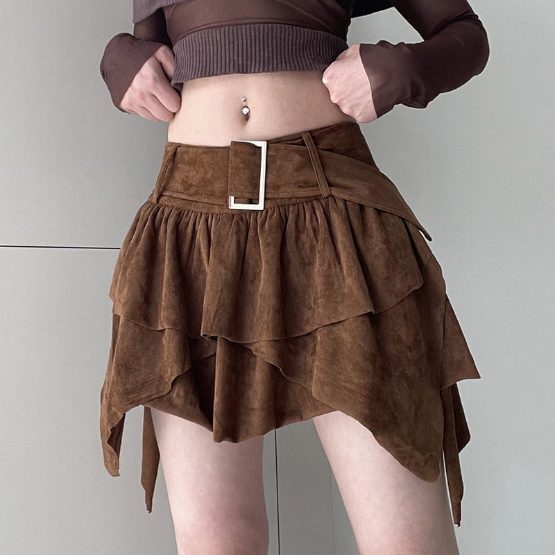 Damen Frühlings Minirock mit asymmetrischem Saum und A-Linien Schnitt