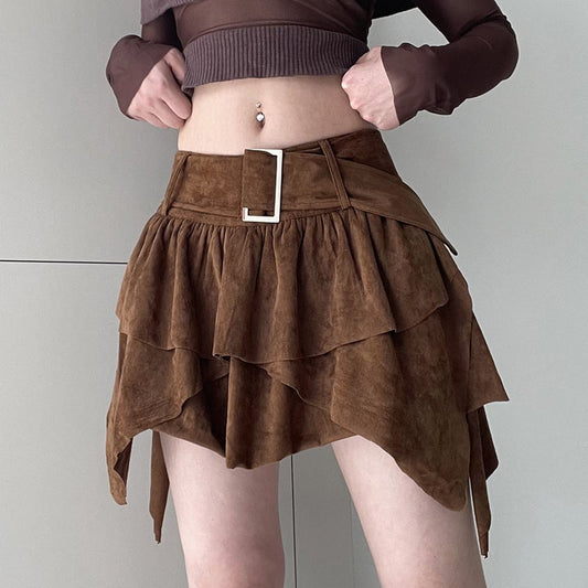 Damen Frühlings Minirock mit asymmetrischem Saum und A-Linien Schnitt