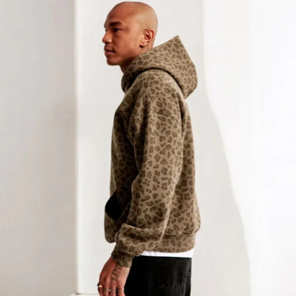 Herren Winter Hoodie mit Leopardenmuster und Pullover-Design