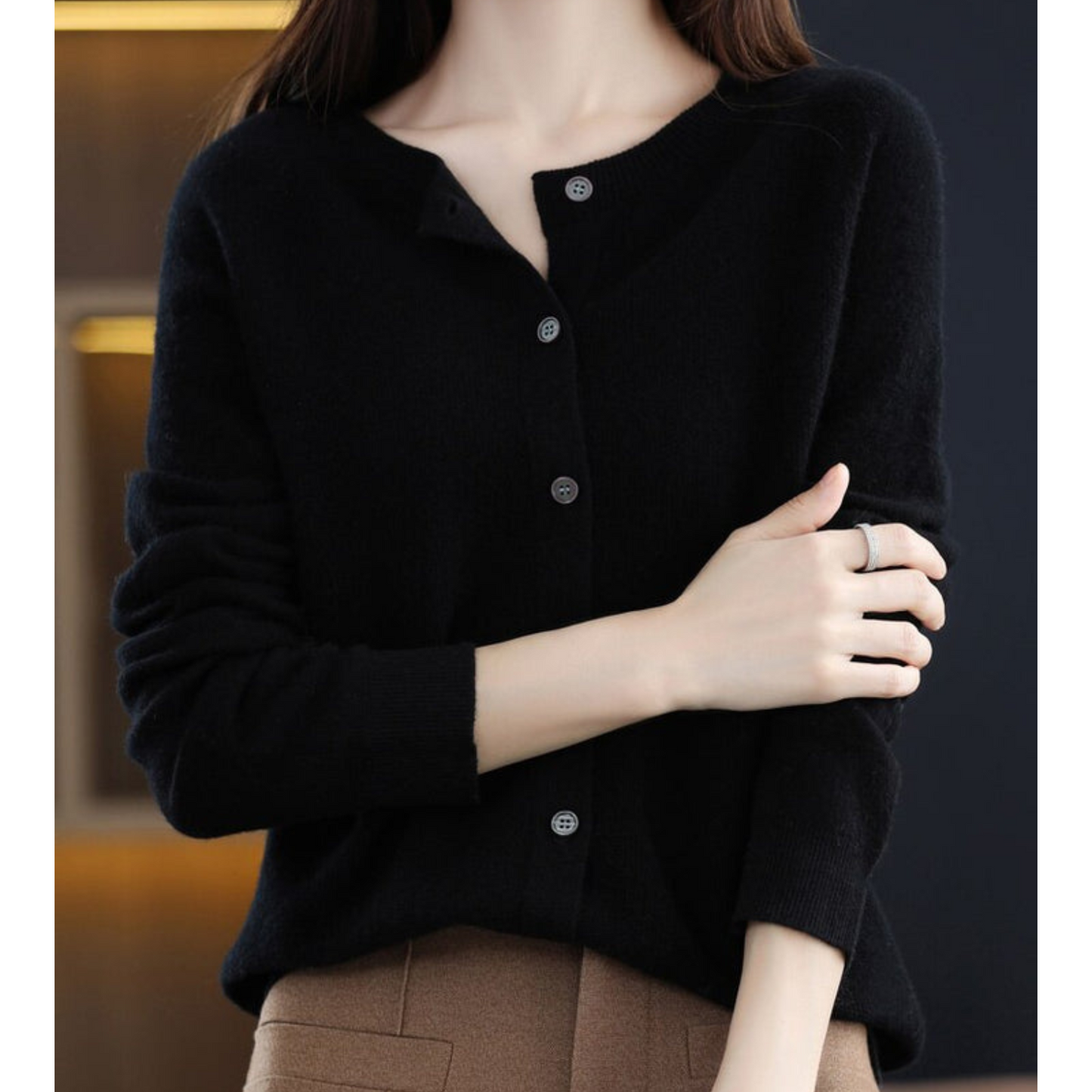 Weiche Strickjacke mit Rundhalsausschnitt | Ideal für Herbst und Winter