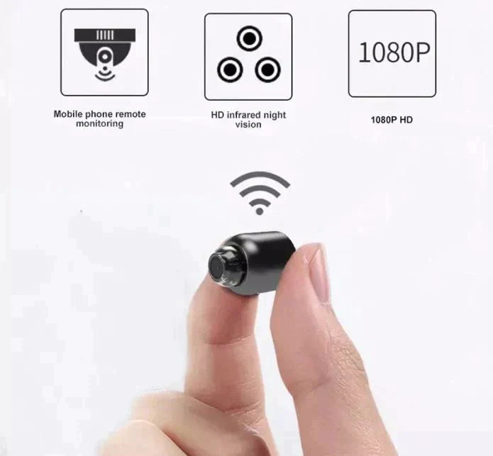 Mini Überwachungskamera zwischen Fingern, unterstützt mobile Fernüberwachung, HD-Infrarot-Nachtsicht, 1080P HD-Auflösung.