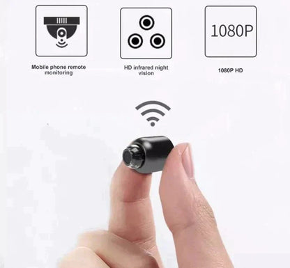 Mini Überwachungskamera zwischen Fingern, unterstützt mobile Fernüberwachung, HD-Infrarot-Nachtsicht, 1080P HD-Auflösung.