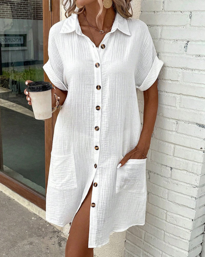 Langärmeliges Hemdkleid für Damen mit Knopfleiste | Ideal für Frühling und Herbst