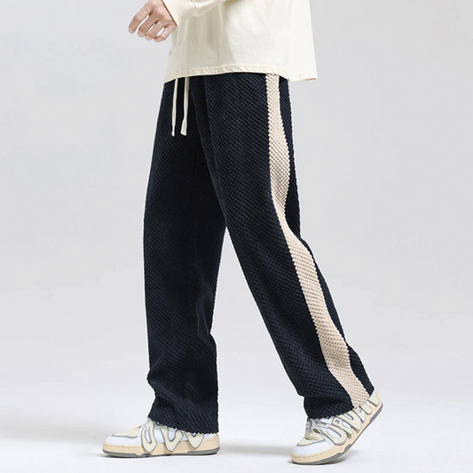 Herren Corduroy Jogginghose mit Waffelstrick, Seitlichem Streifen & Kordelzug – Ideal für den Herbst