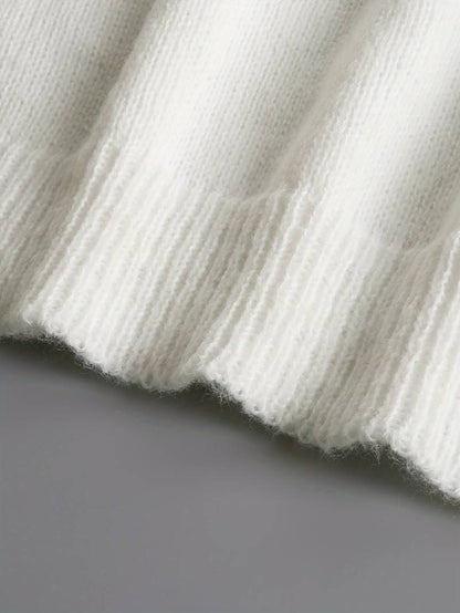 Pullover mit tiefem V-Ausschnitt und Knotendetail auf der Vorderseite | Ideal für Frühling und Herbst